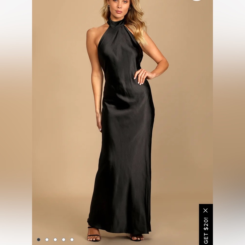 Lulus black halter satin dress size large